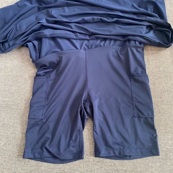 Tall Women's UV Protection 20" Long Skort, Built-in Shorts, Navy XS - Picture 4 of 8